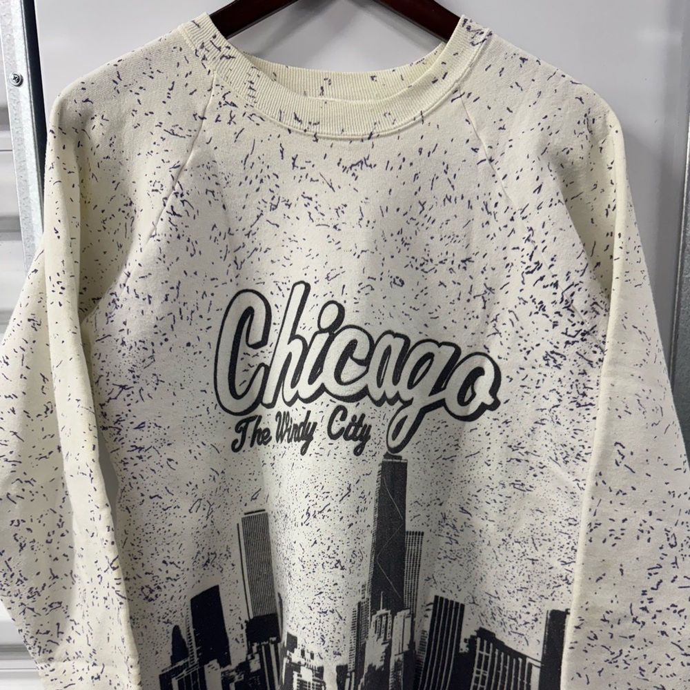 Vintage Chicago Windy City AOP Crewneck Sweatshirt Mens XL 90s Skyline‎ USA City